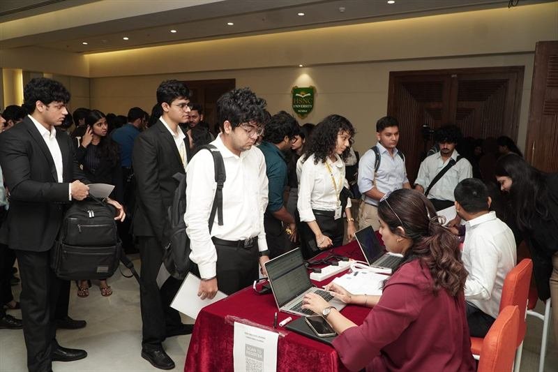 Students queuing at the HSNC Career Expo registration